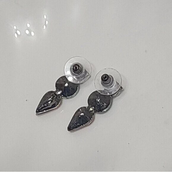 Vintage J Crew Turquoise Orange Crystal Drop Bar Colourblock Geometic Earrings - Picture 16 of 16